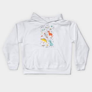 Sketchy Space Dinosaurs Kids Hoodie